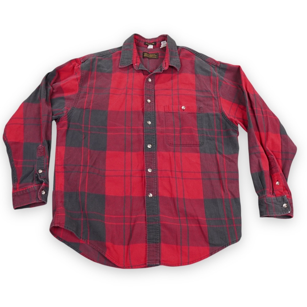 VTG Eddie Bauer McKinley Cloth Flannel Shirt Mens XL Buffalo Plaid Made USA Core